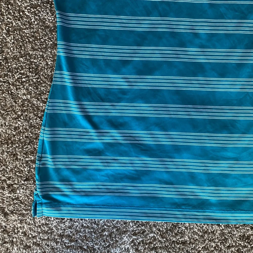 Nike Golf Tour Performance Dr-Fit Teal & White Stripe Polo Shirt, Women’s L